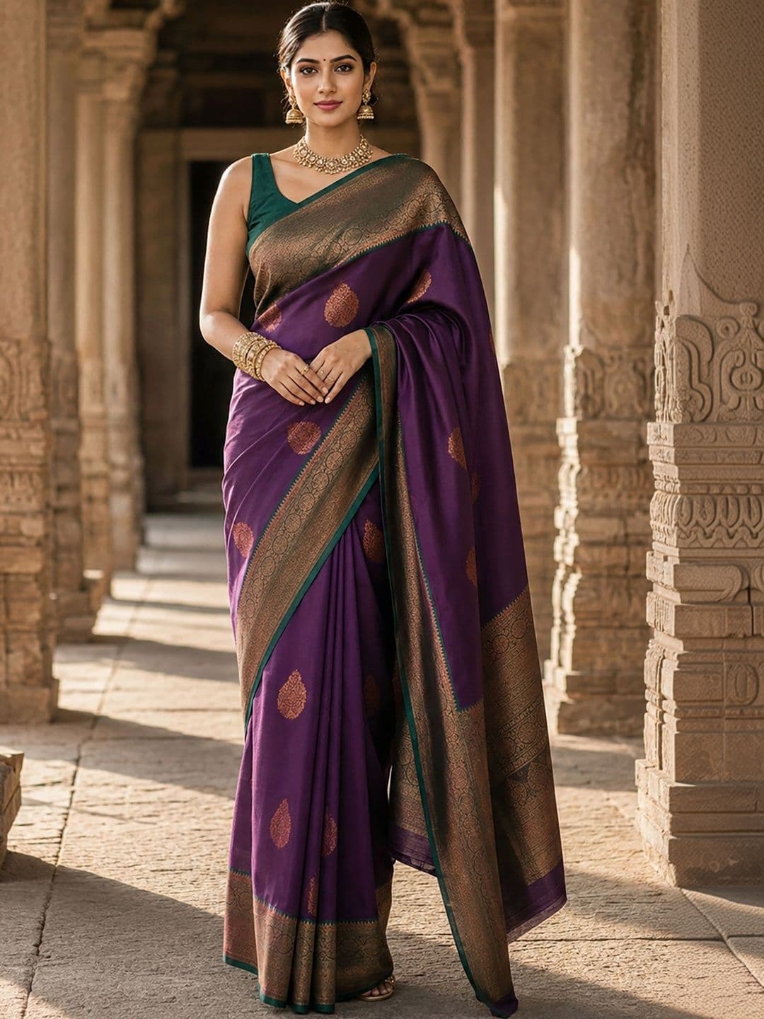 Dhaaga Ghar Woven Design Zari Silk Blend Designer Banarasi Saree - view 1