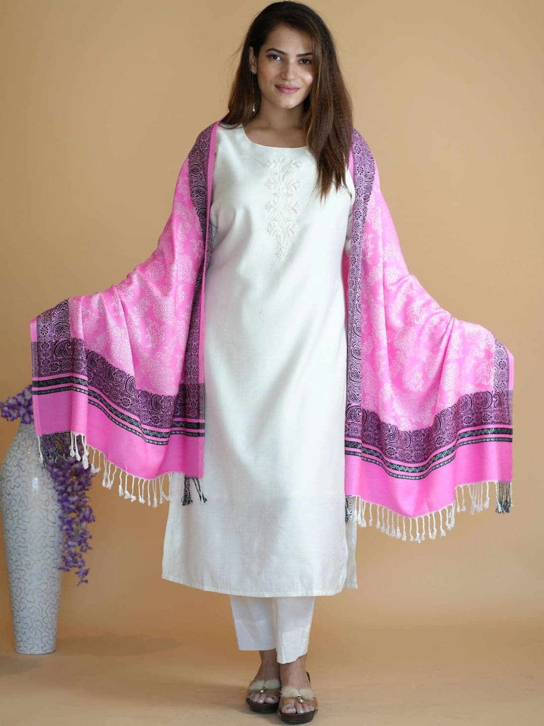 SHIFNEEN Women Paisley Woven Design Acrylic Shawl - view 1