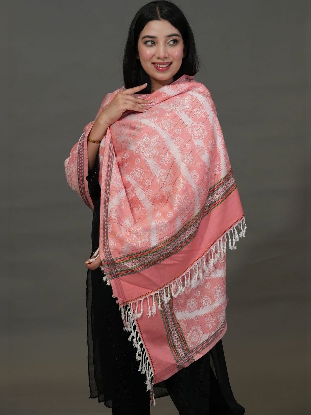 SHIFNEEN Women Woven Design Acrylic Shawl thumbnail 3