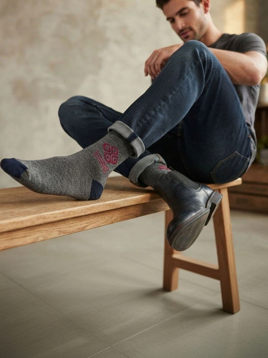 TINY HANDS Men Pack of 3 Cotton Assorted Patterned Above Ankle Socks thumbnail 2