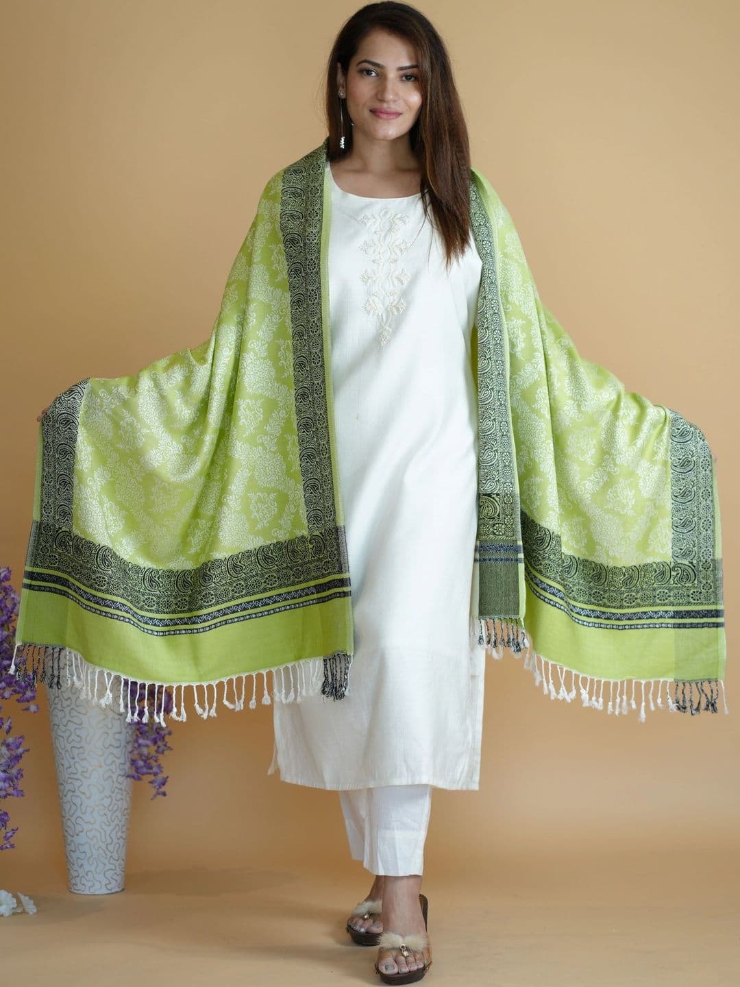 SHIFNEEN Women Ethnic Motifs Printed Acrylic Shawl - view 1