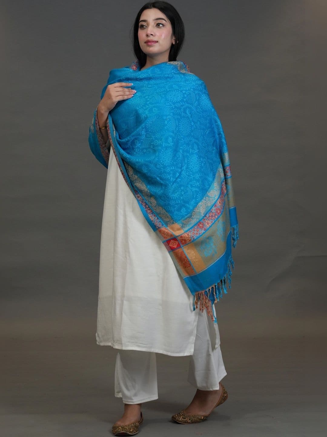SHIFNEEN Women Ethnic Motifs Woven Design Acrylic Shawl thumbnail 2
