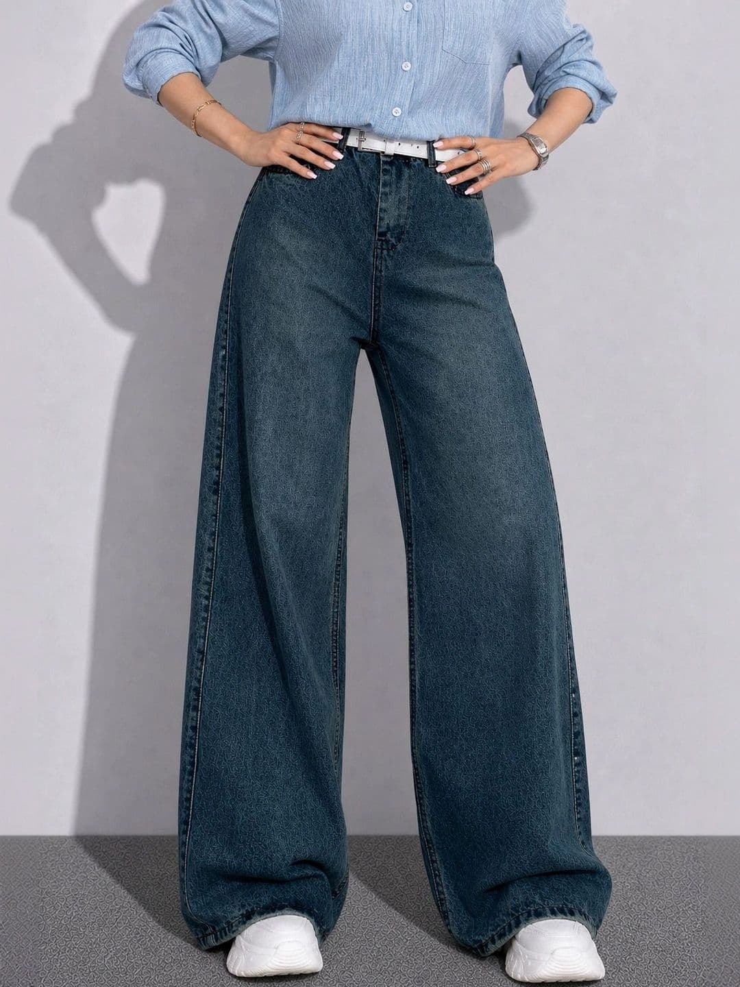 The Roadster Lifestyle Co Women Pure Cotton No Fade Clean Look Wide Leg Fit Jeans - view 1