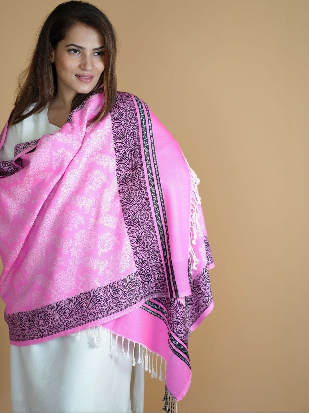 SHIFNEEN Women Paisley Woven Design Acrylic Shawl thumbnail 3