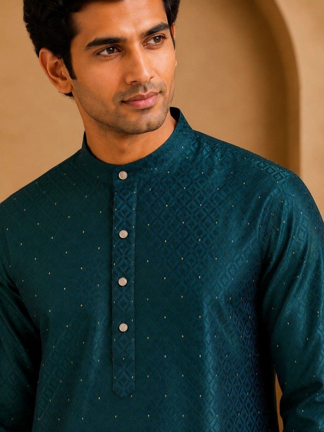 TATTVA Men Embellished Sequinned Jacquard Kurta thumbnail 7