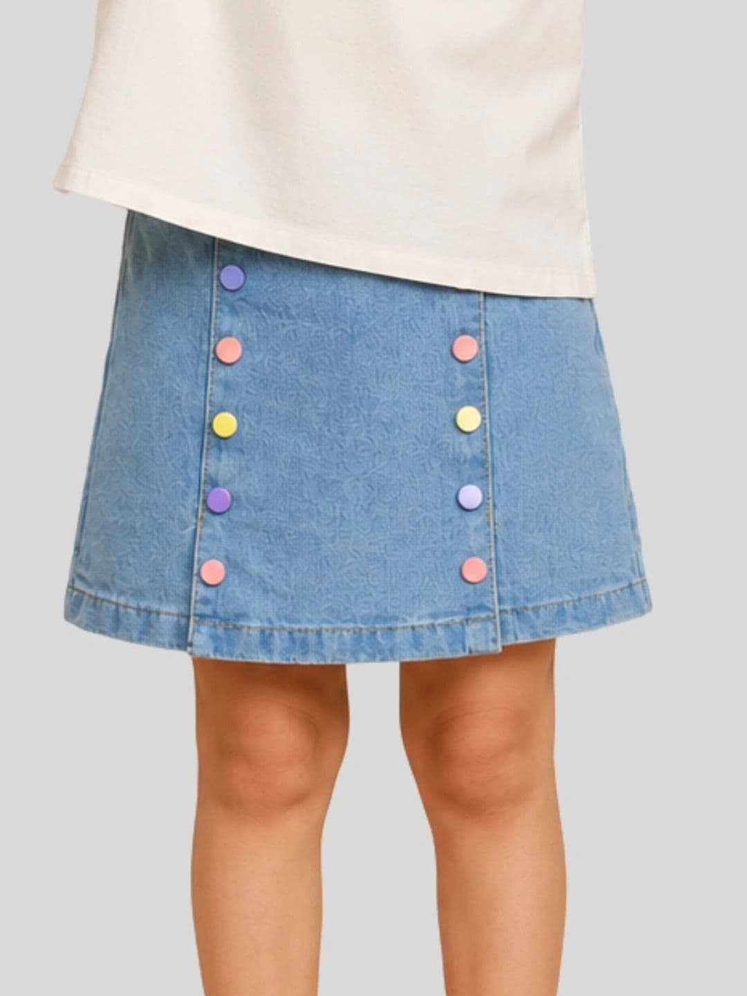 PILOLO Girls Solid Denim Casual Straight Knee Length A-Line Skirt - view 1