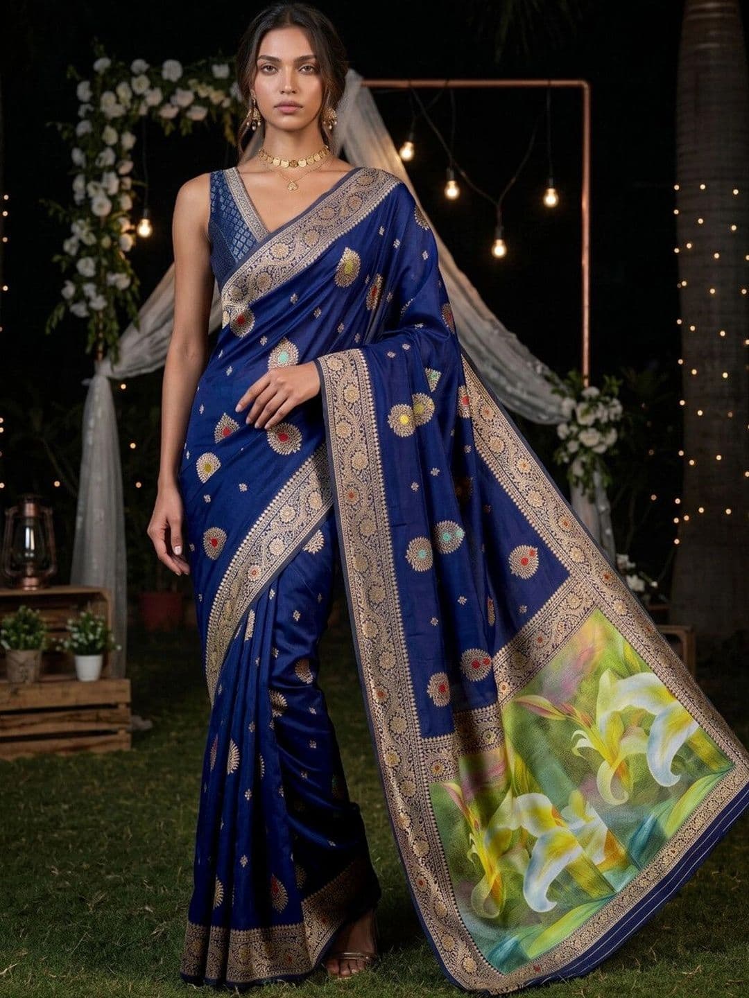 SAARA Woven Design Zari Silk Blend Saree - view 1