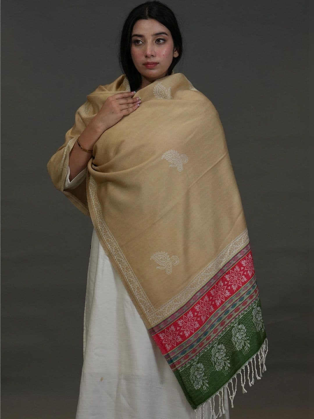 SHIFNEEN Women Ethnic Motifs Embroidered Acrylic Shawl thumbnail 2