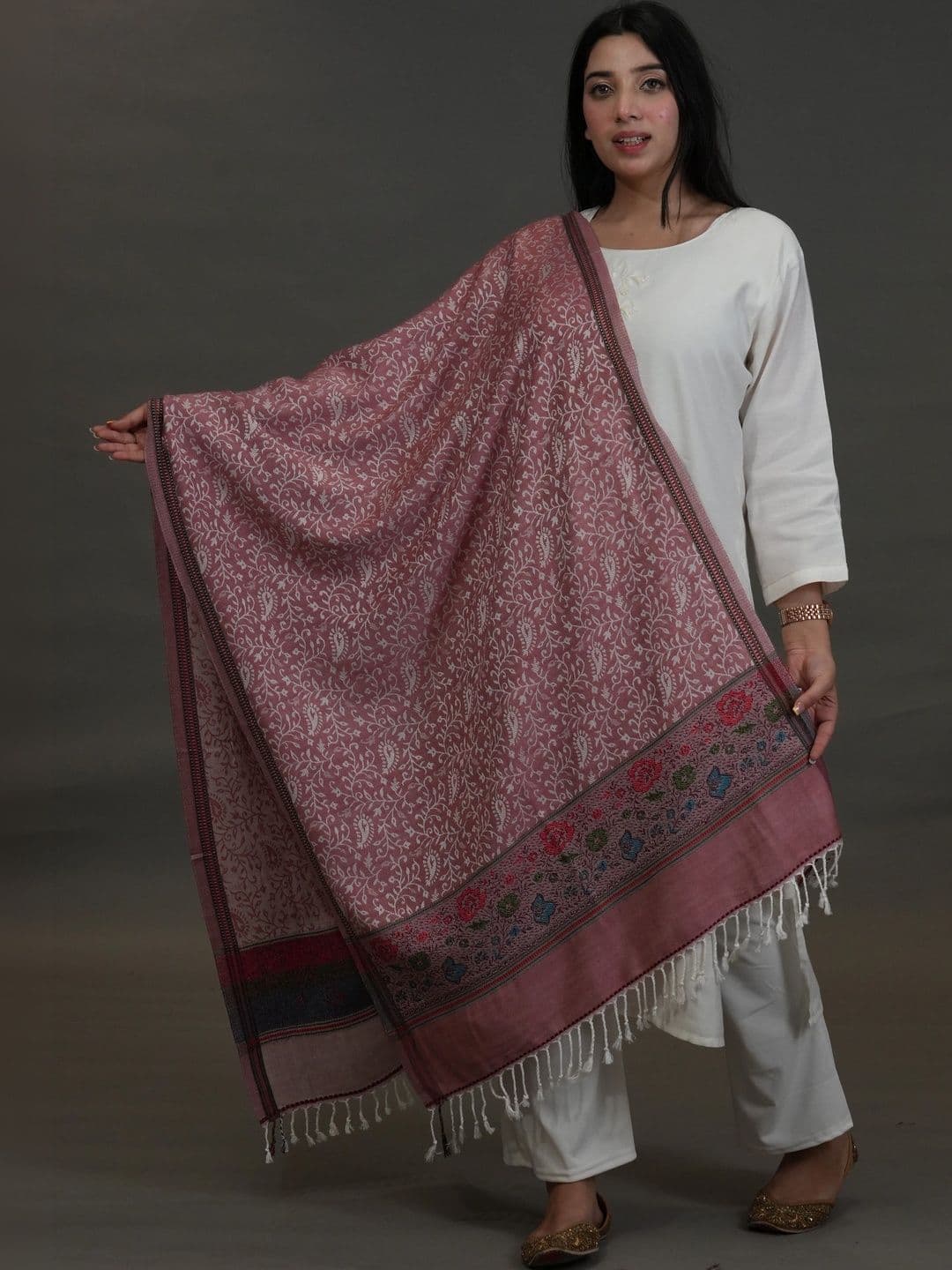 SHIFNEEN Women Botanical Printed Acrylic Shawl - view 1