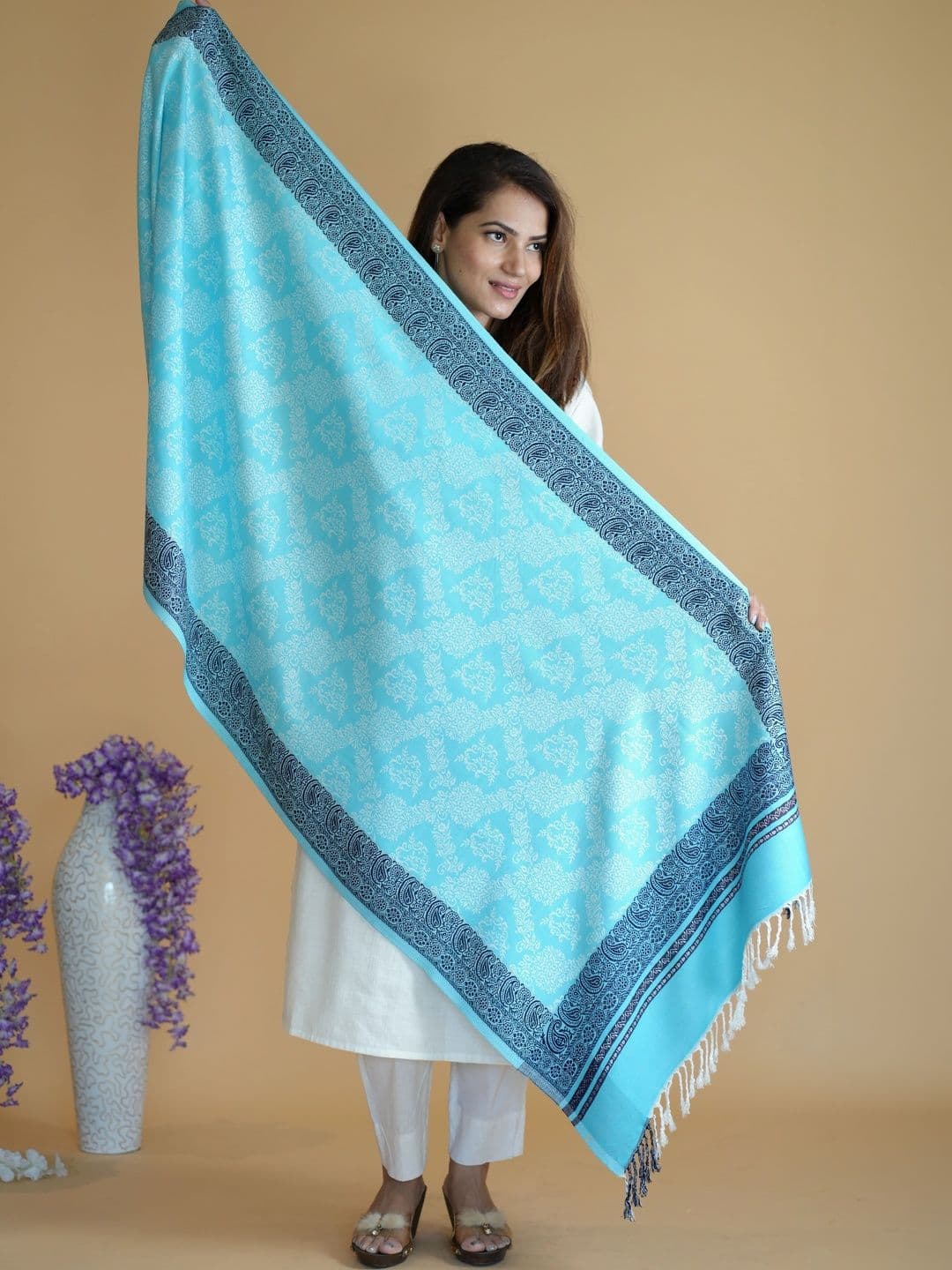 SHIFNEEN Women Ethnic Motifs Woven Design Acrylic Shawl thumbnail 2