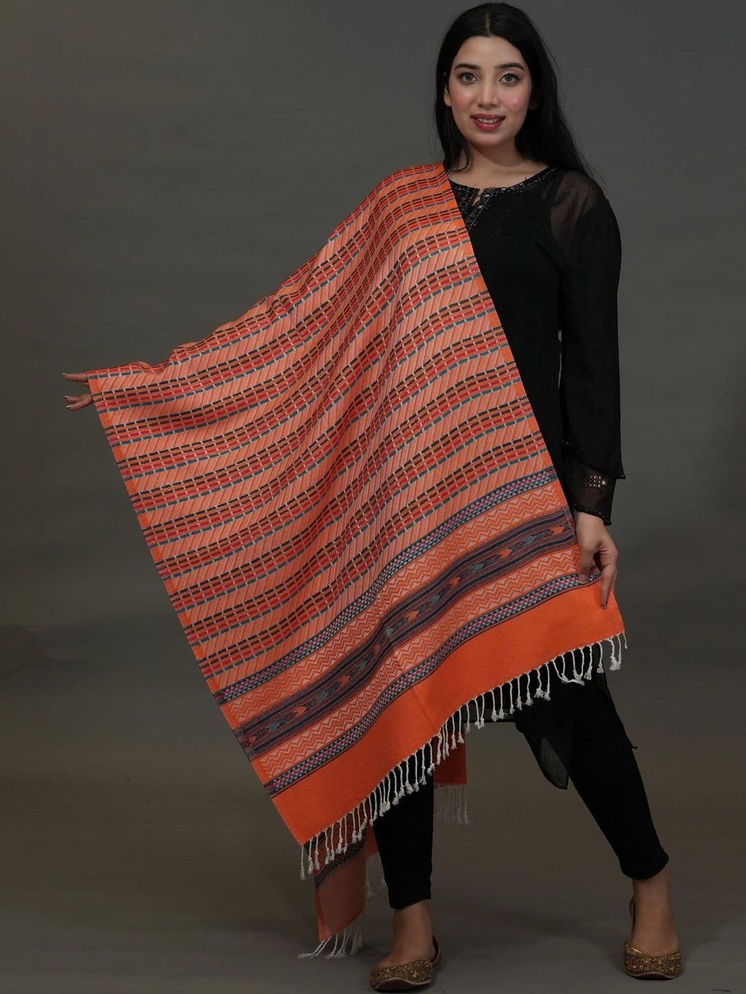 SHIFNEEN Women Geometric Woven Design Acrylic Shawl - view 1