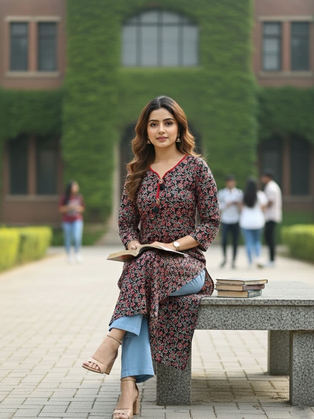 KALAMIR Women Floral Printed Floral Kurta thumbnail 4