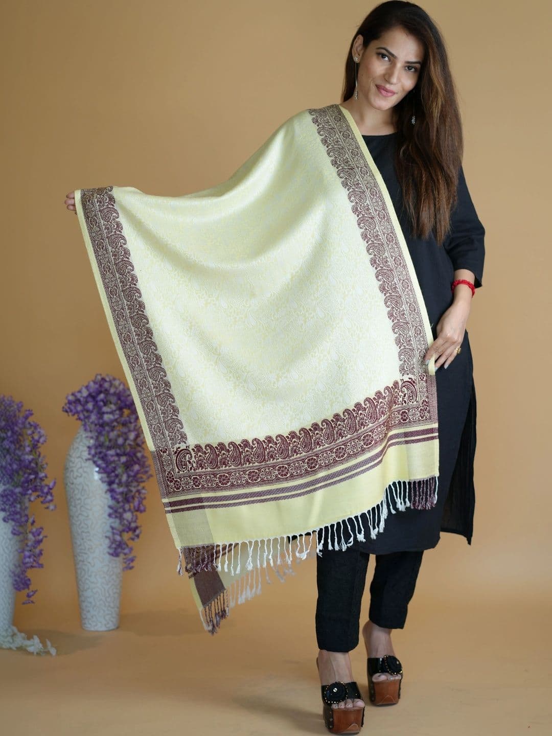 SHIFNEEN Women Ethnic Motifs Woven Design Acrylic Shawl thumbnail 5