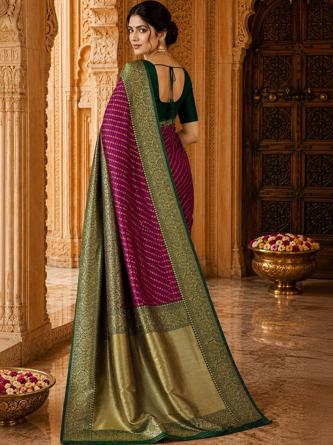 Anjaneya Sarees Woven Design Zari Silk Blend Designer Banarasi Saree thumbnail 5