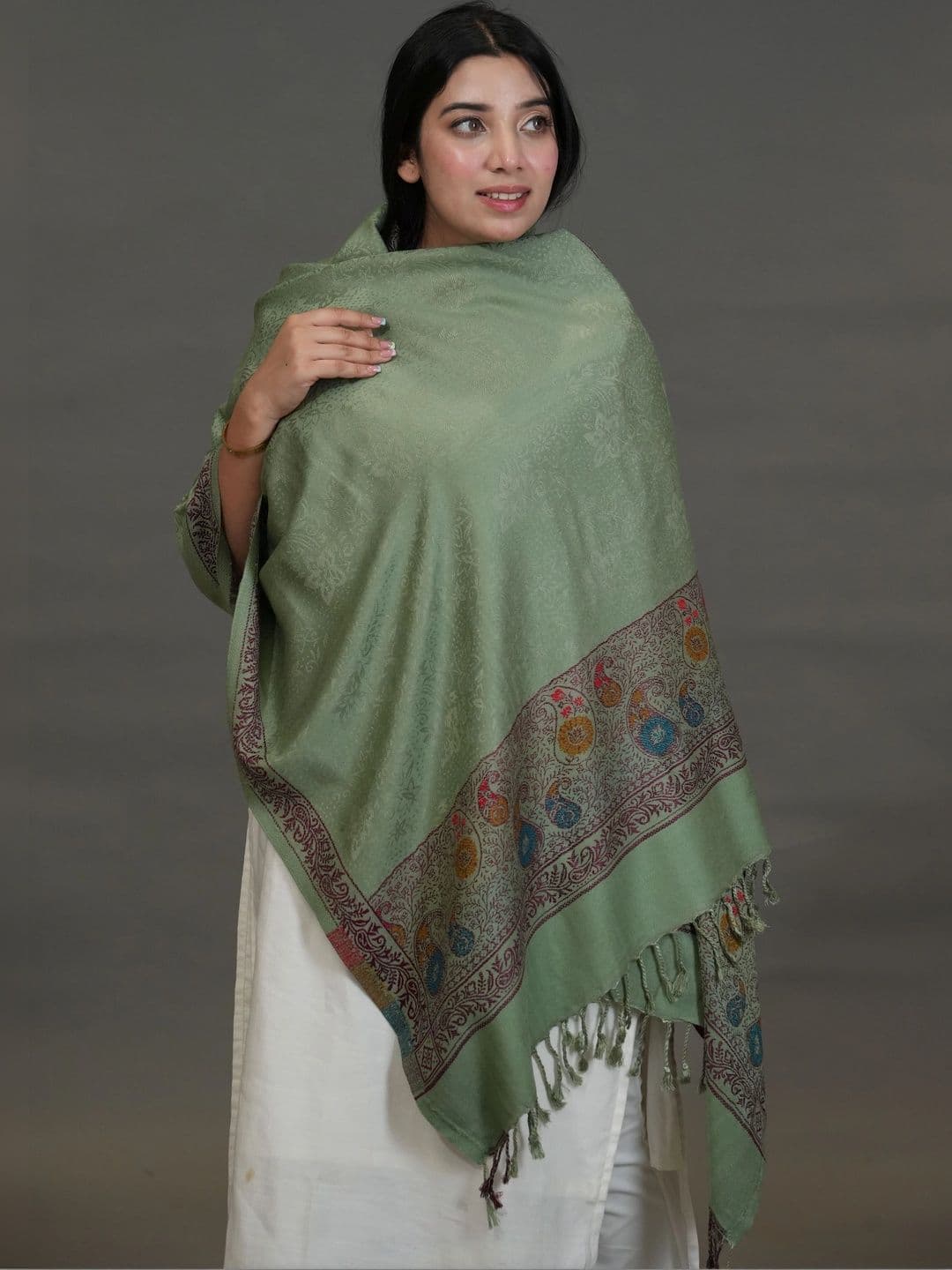 SHIFNEEN Women Ethnic Motifs Woven Design Acrylic Shawl thumbnail 4