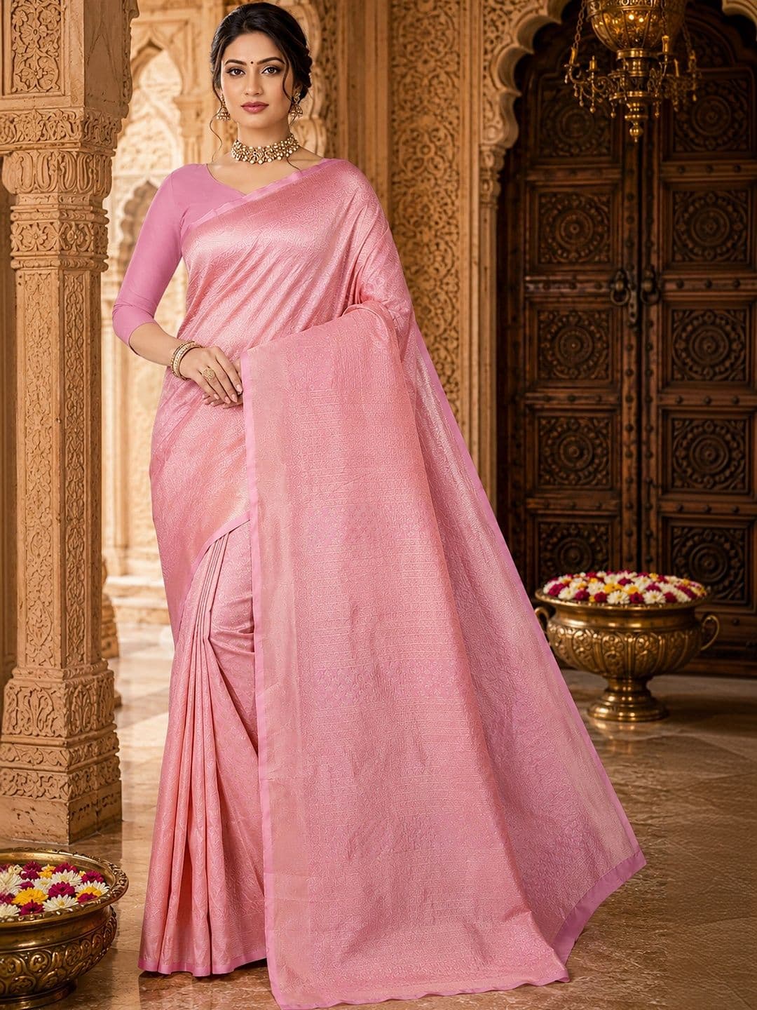 Anjaneya Sarees Woven Design Zari Silk Blend Designer Banarasi Saree - view 1