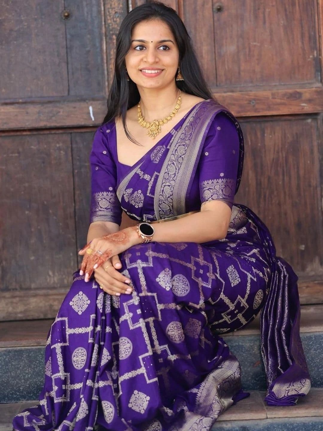 ADIANADI Zari Silk Cotton Banarasi Saree - view 1