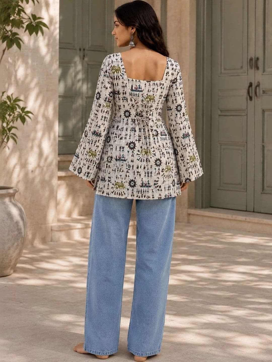 Sangria Women Ethnic Motifs Printed Flared Sleeves Indie Prints Kurta thumbnail 4