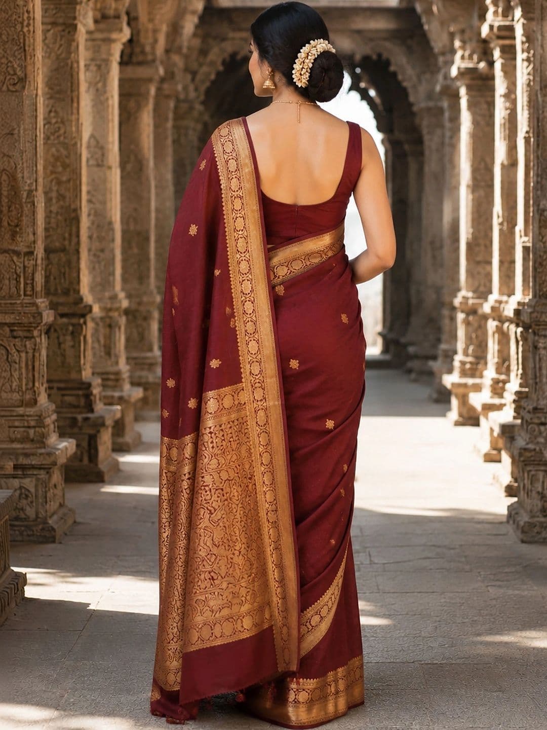 Dhaaga Ghar Woven Design Zari Silk Blend Designer Banarasi Saree thumbnail 4