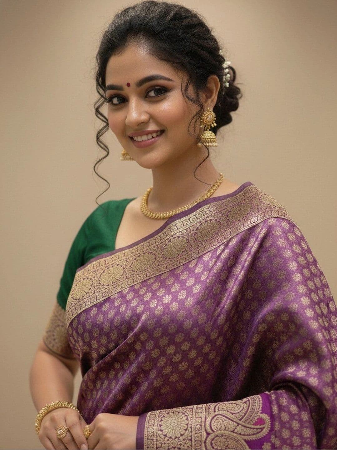 JISHA CREATION Woven Design Zari Art Silk Banarasi Saree thumbnail 3