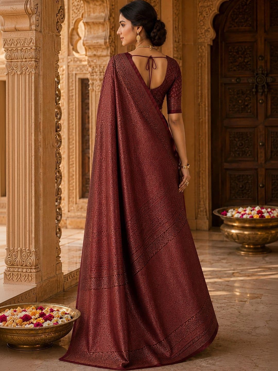 Anjaneya Sarees Woven Design Zari Silk Blend Designer Banarasi Saree thumbnail 5