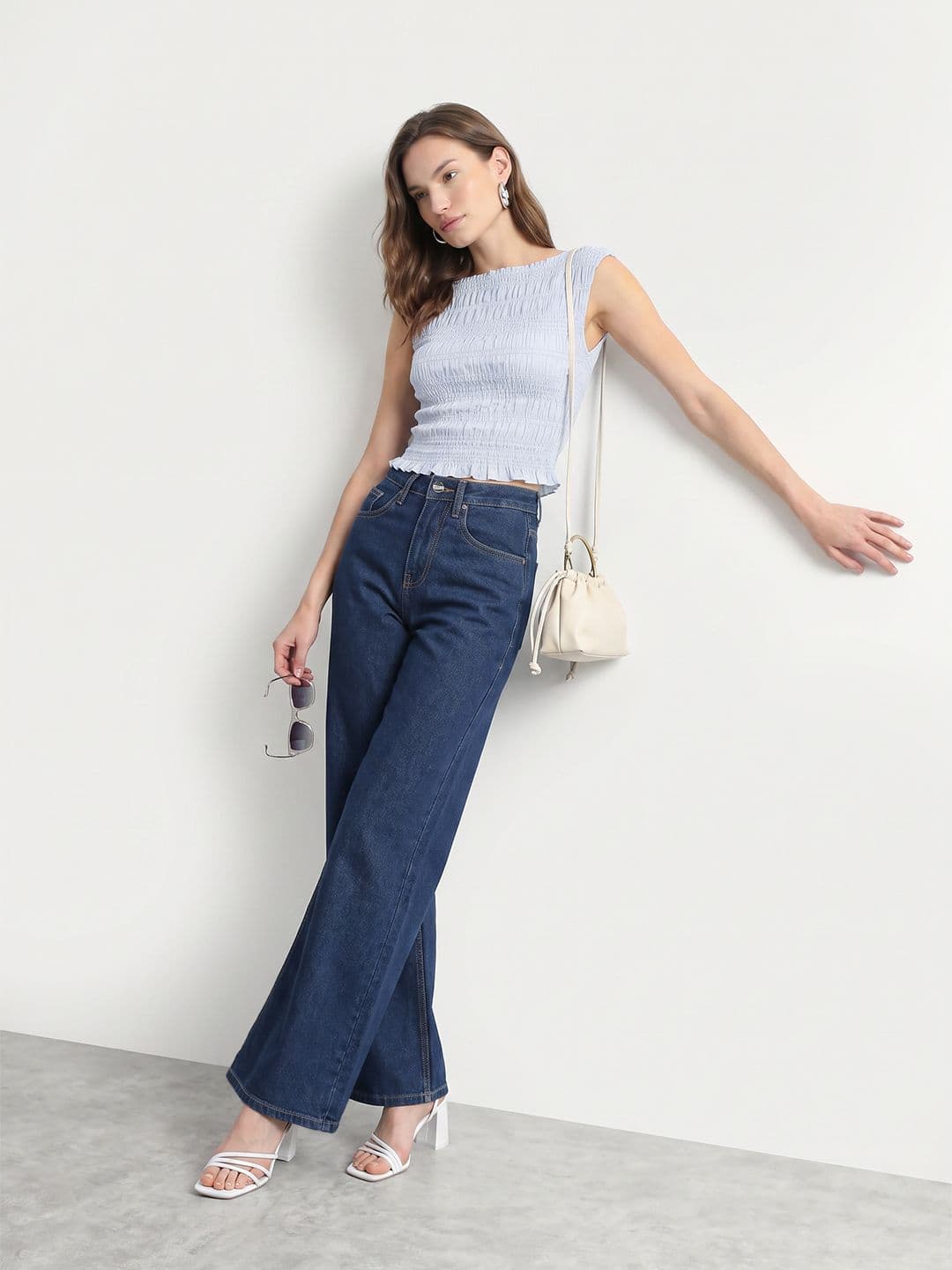 Mast & Harbour Women Wide Leg Fit Stretchable Jeans thumbnail 4