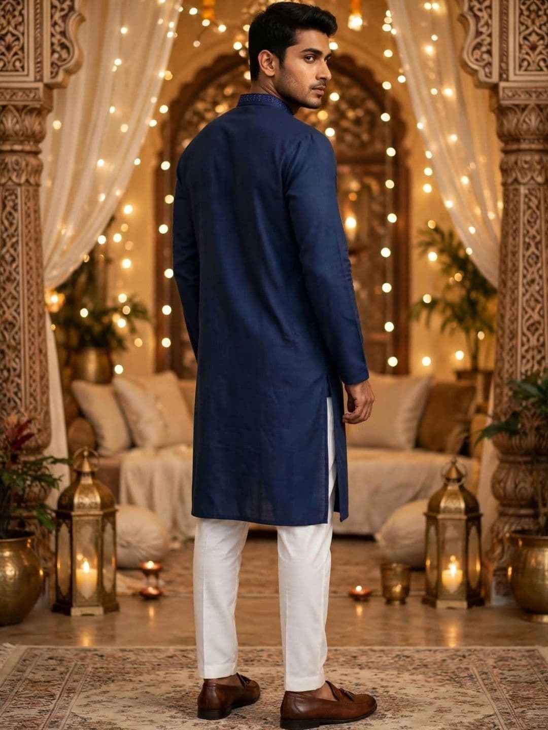 MEHWISH Men Embellished Thread Work Handloom Kurta thumbnail 4