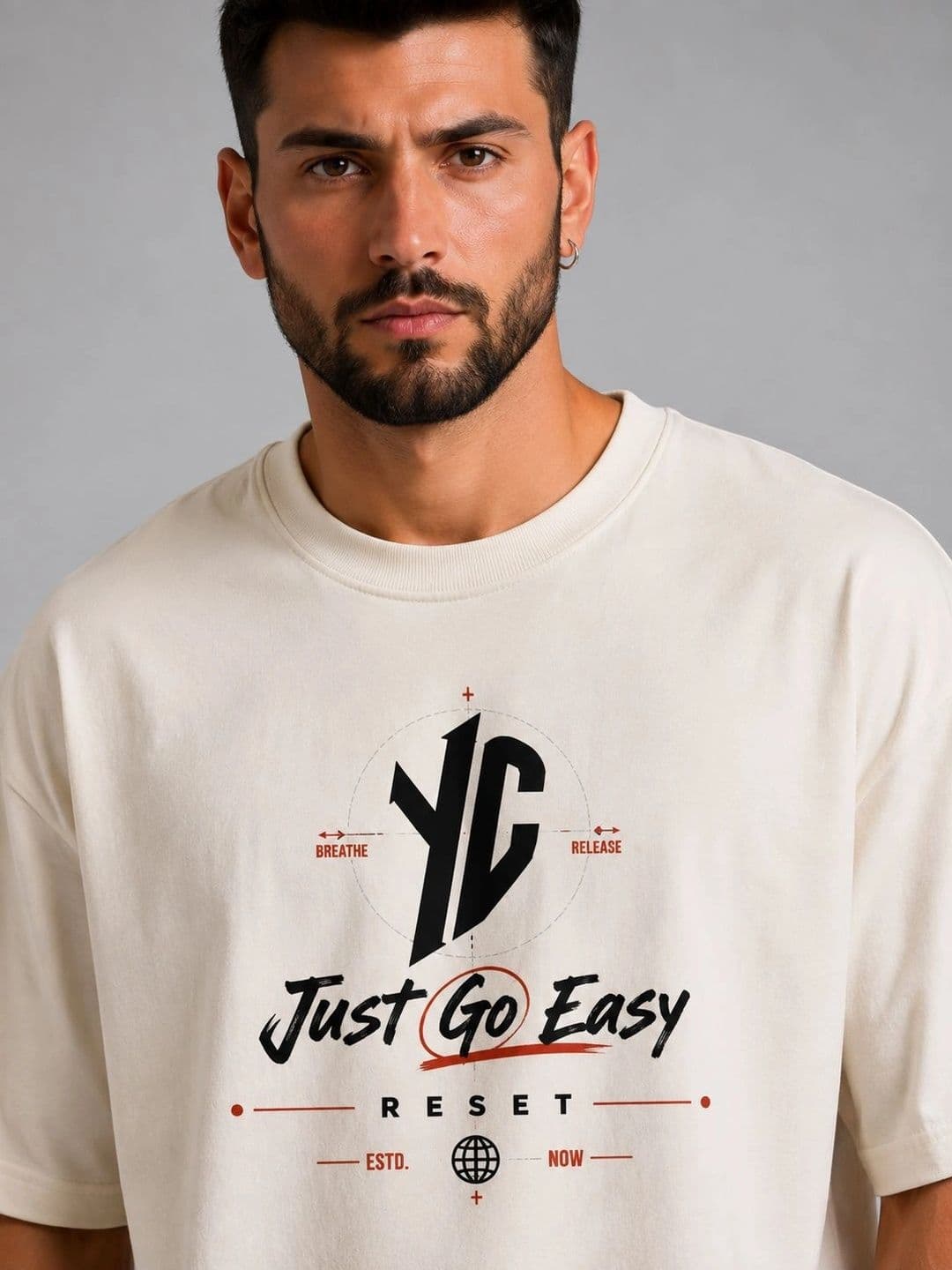 HIMYUG Men Printed Drop-Shoulder Sleeves T-shirt thumbnail 4