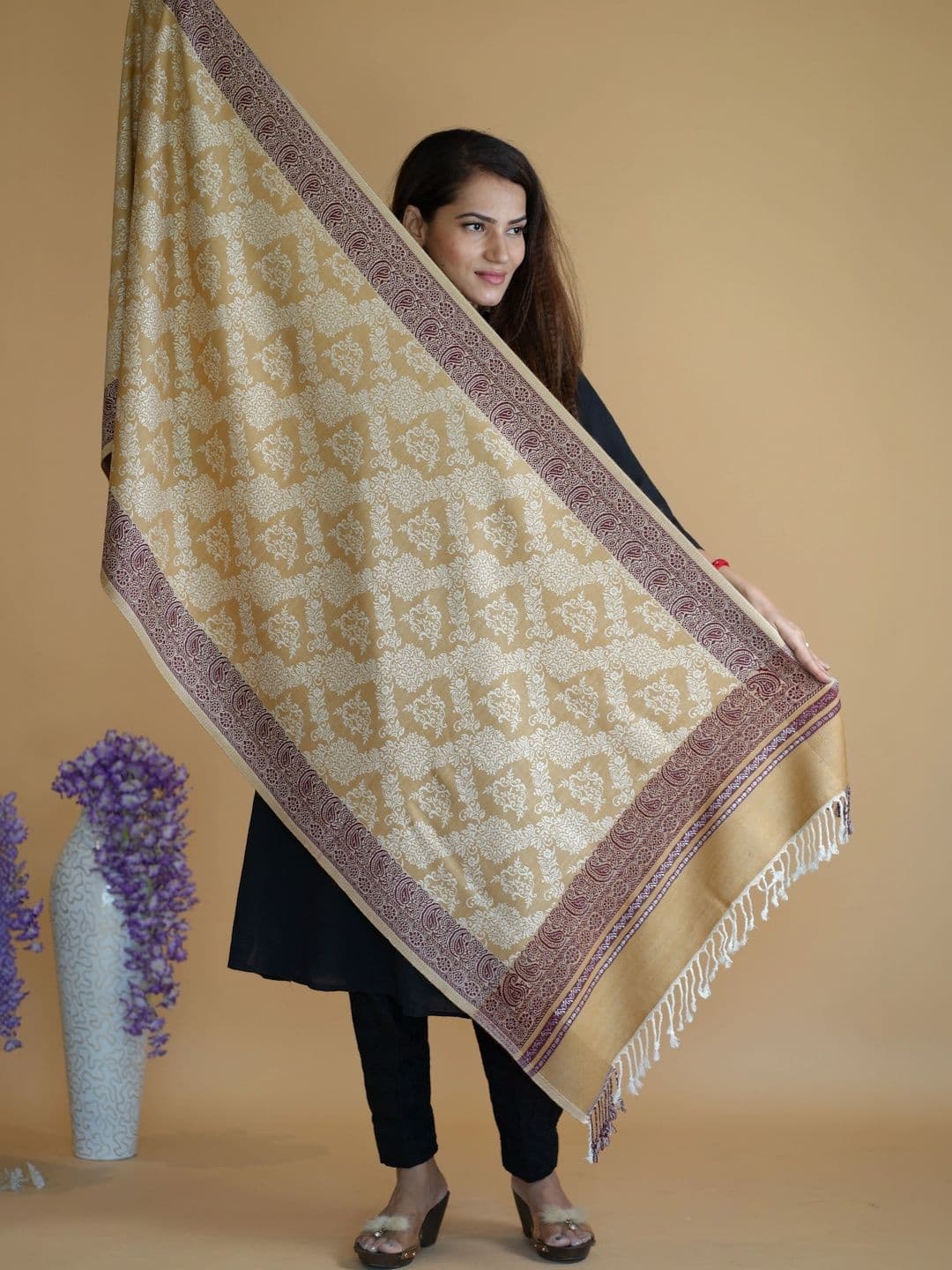 SHIFNEEN Women Ethnic Motifs Woven Design Acrylic Shawl thumbnail 4