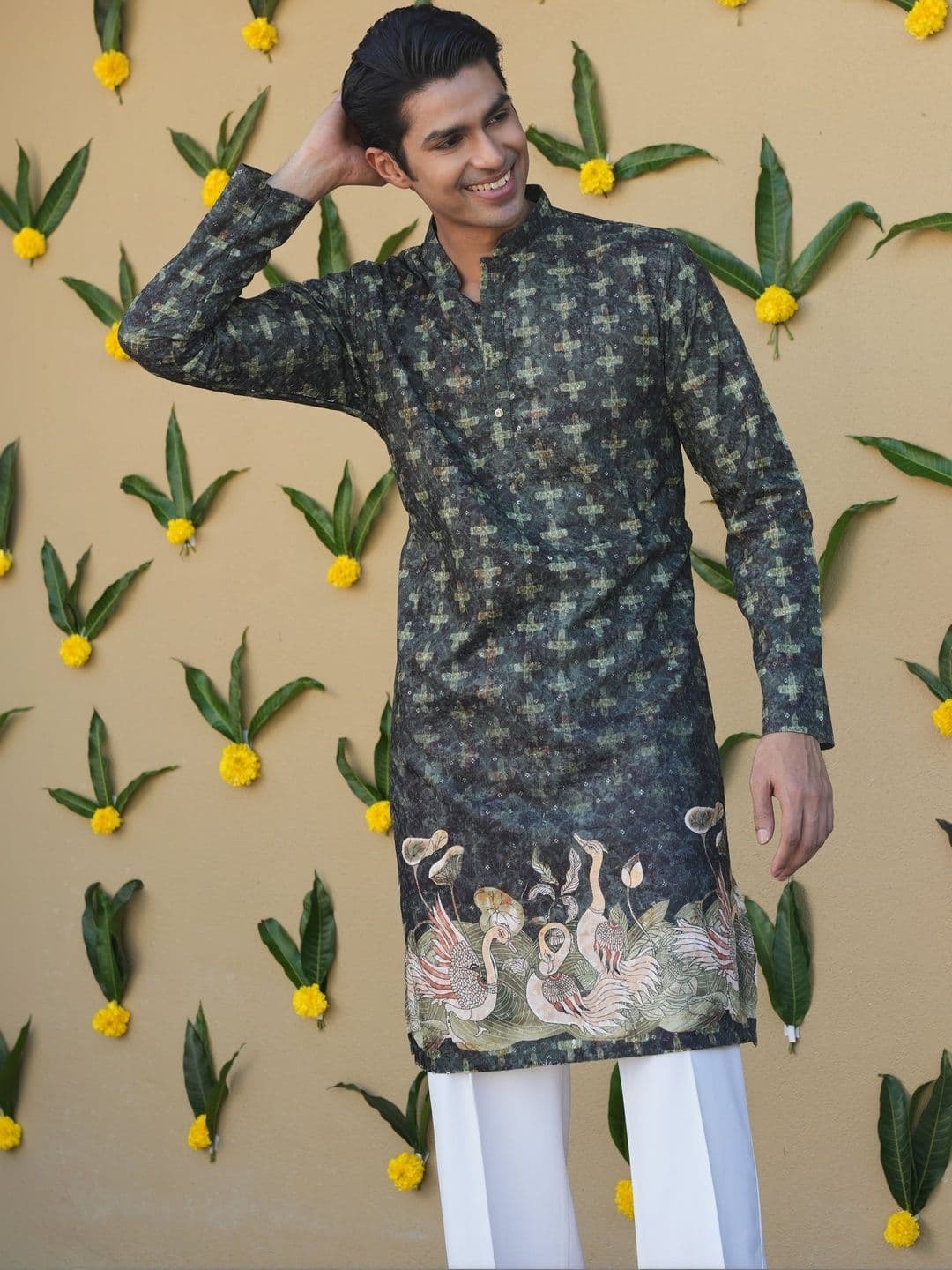 Anouk Men's Embroidered Printed Mandarin Collar Long Kurta thumbnail 5