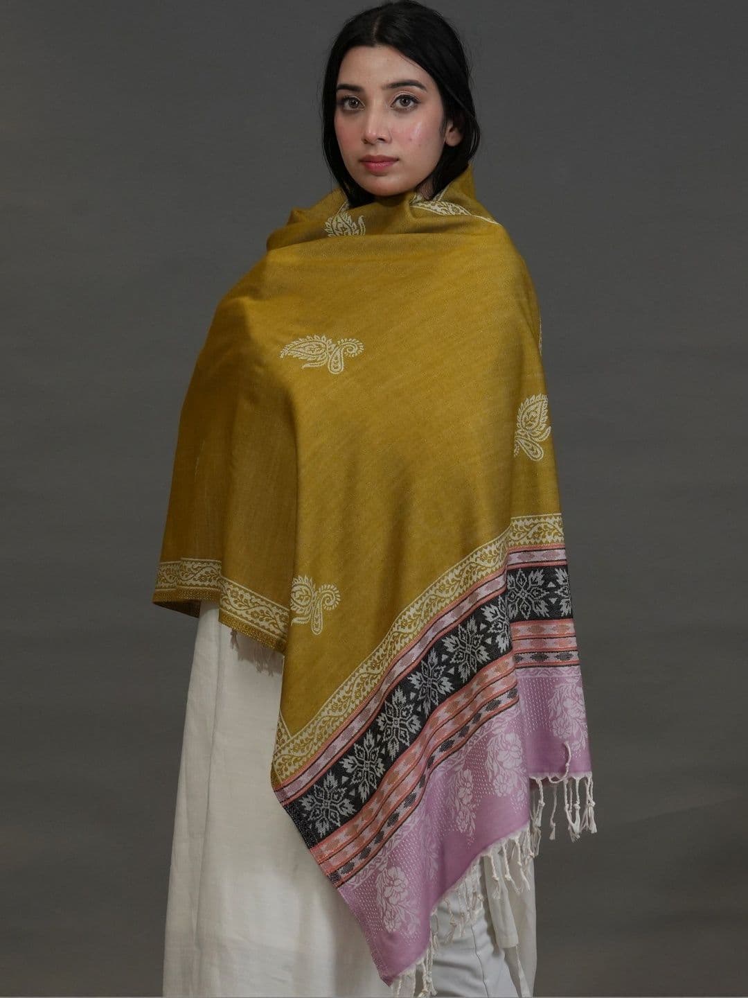 SHIFNEEN Women Ethnic Motifs Embroidered Acrylic Shawl thumbnail 2