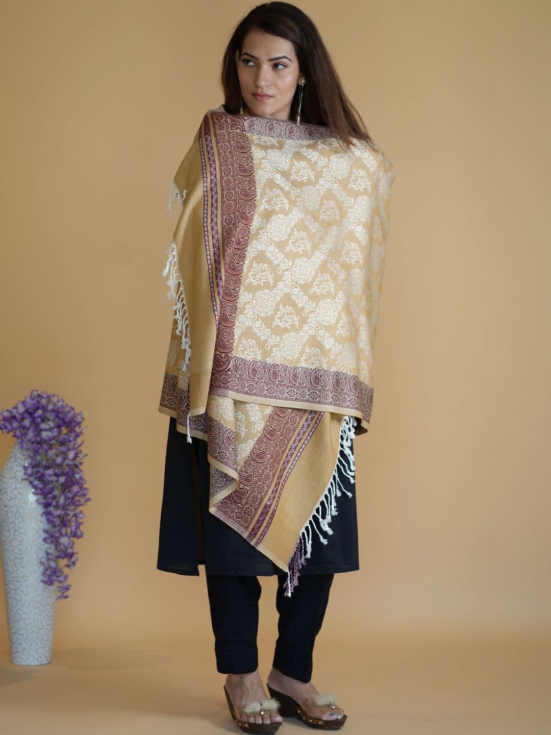 SHIFNEEN Women Ethnic Motifs Woven Design Acrylic Shawl thumbnail 3