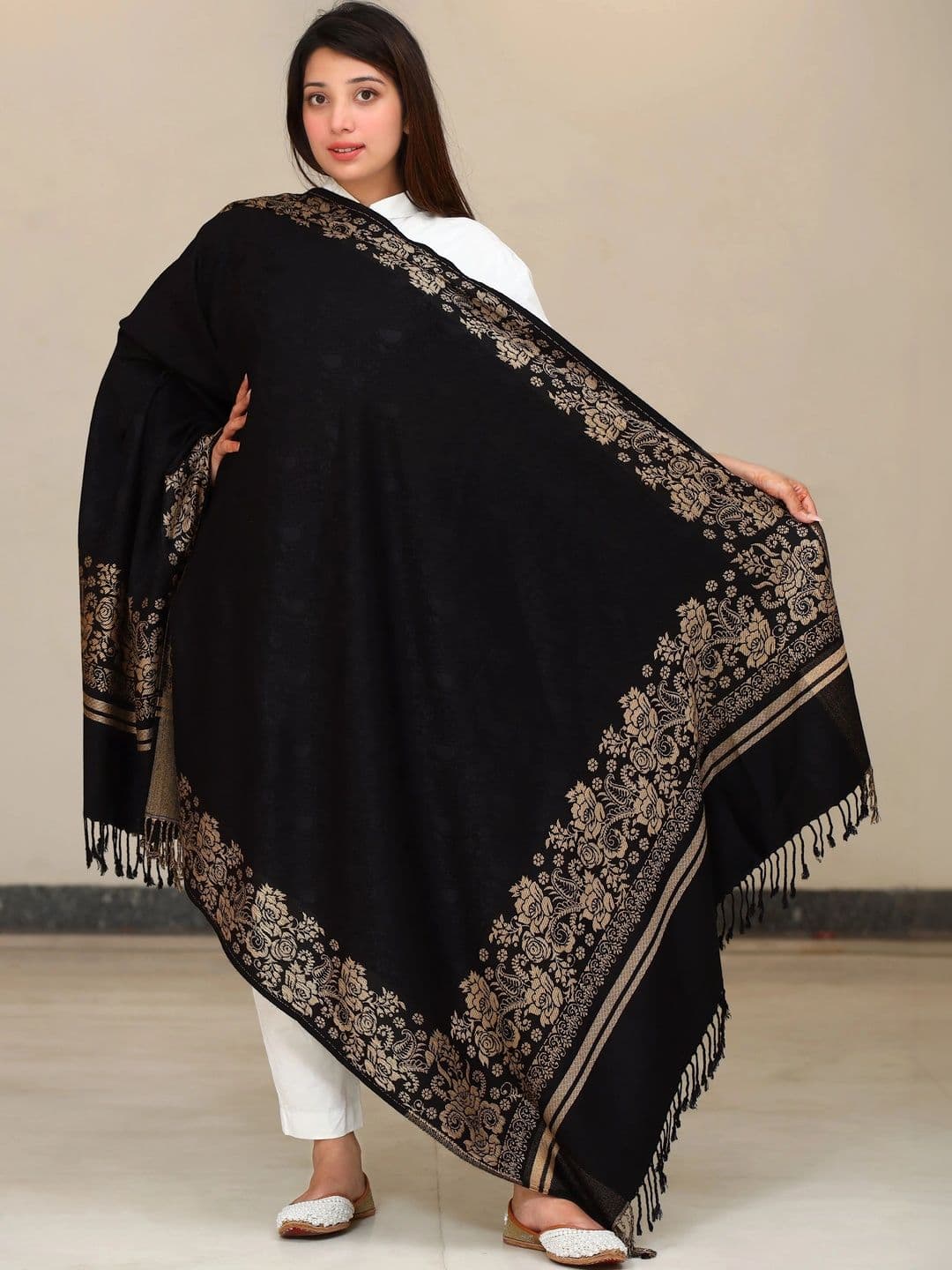 SHIFNEEN Women Ethnic Motifs Woven Design Acrylic Shawl thumbnail 2