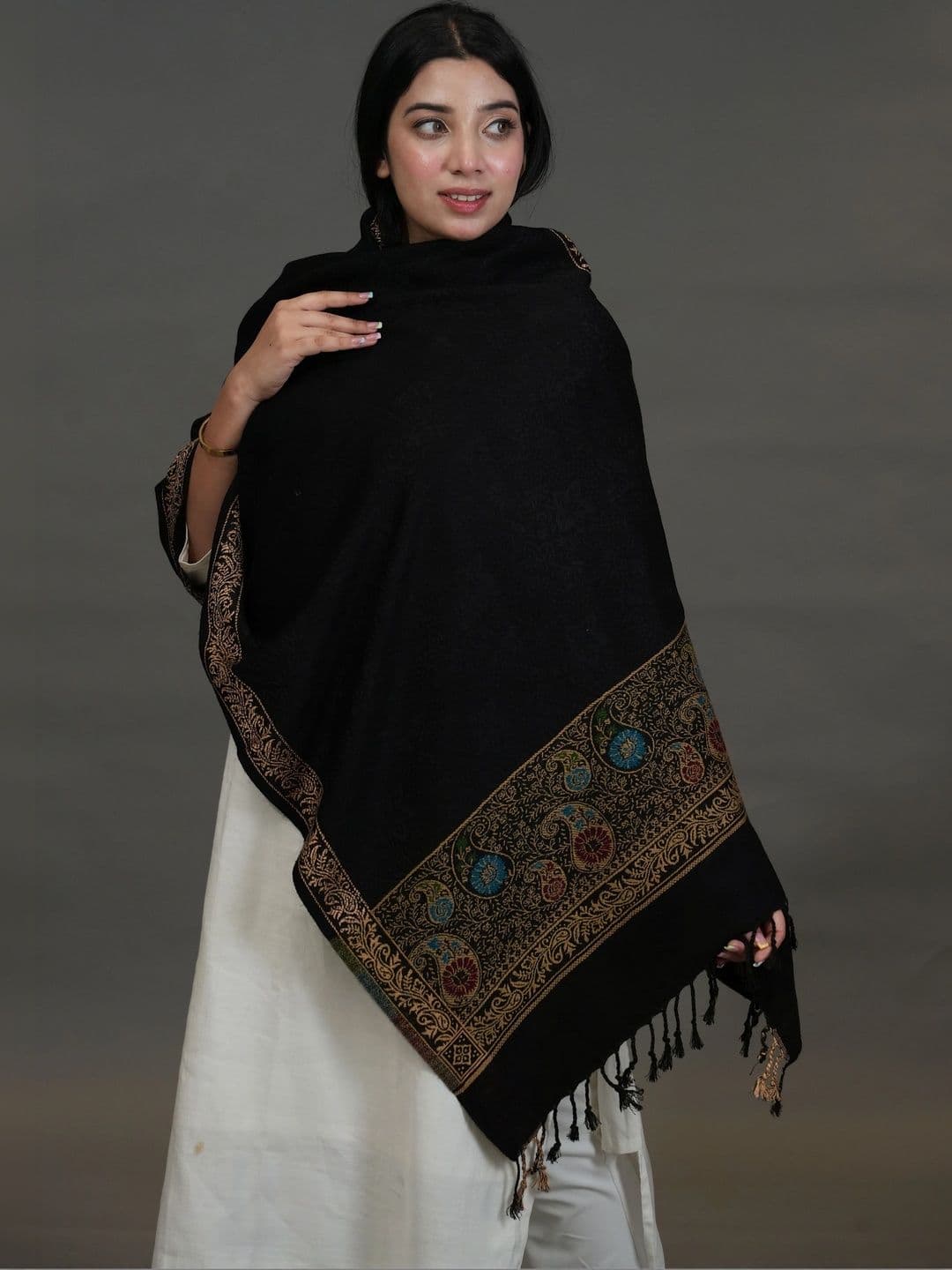 SHIFNEEN Women Ethnic Motifs Woven Design Acrylic Shawl thumbnail 3