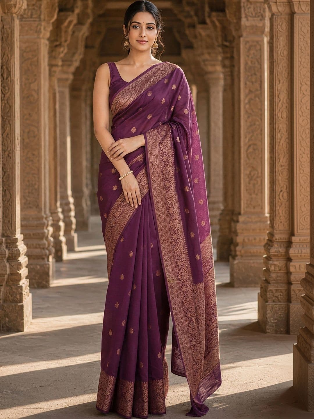 Dhaaga Ghar Woven Design Zari Silk Blend Designer Banarasi Saree - view 1