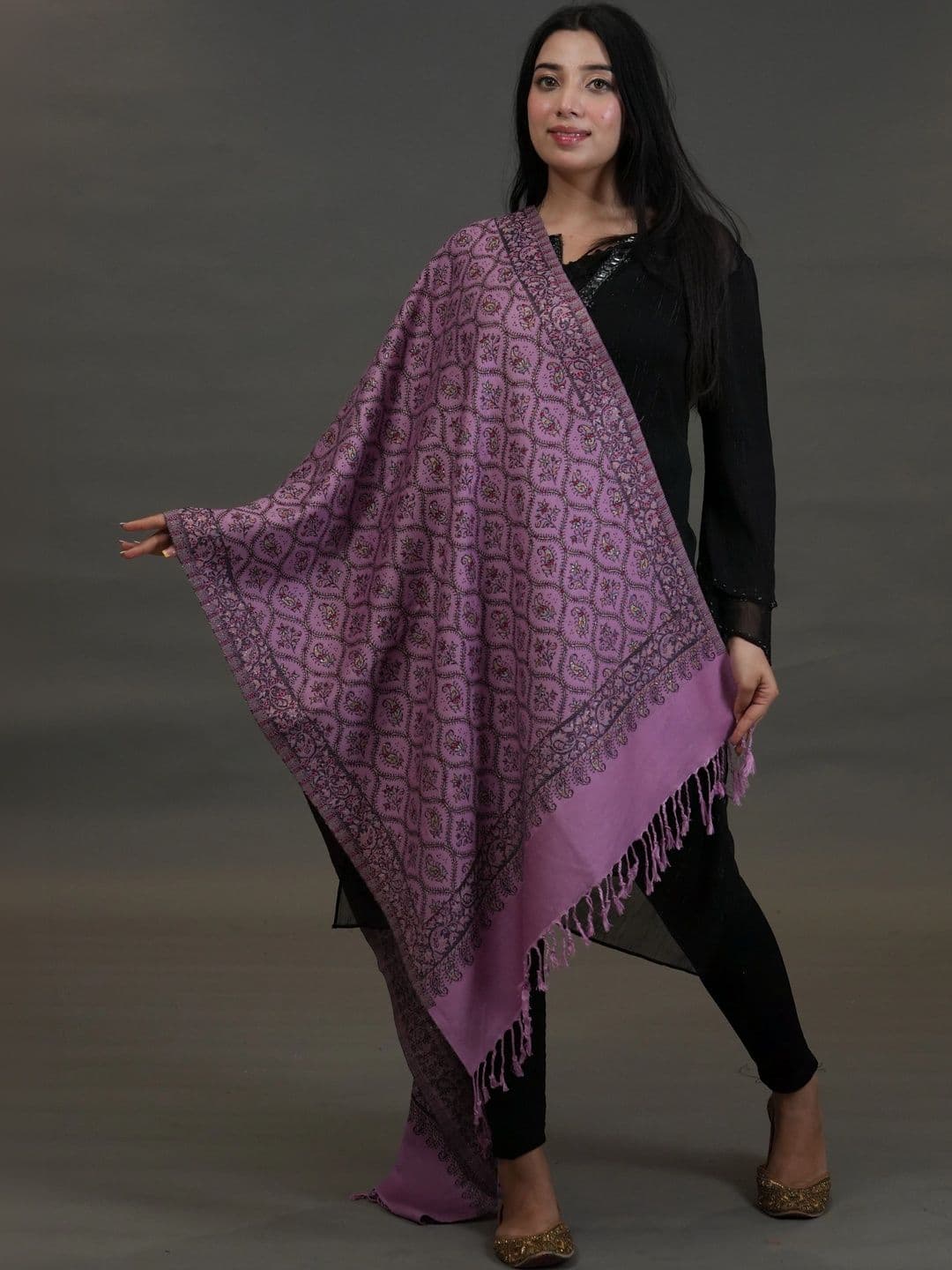 SHIFNEEN Women Ethnic Motifs Embroidered Acrylic Shawl thumbnail 3