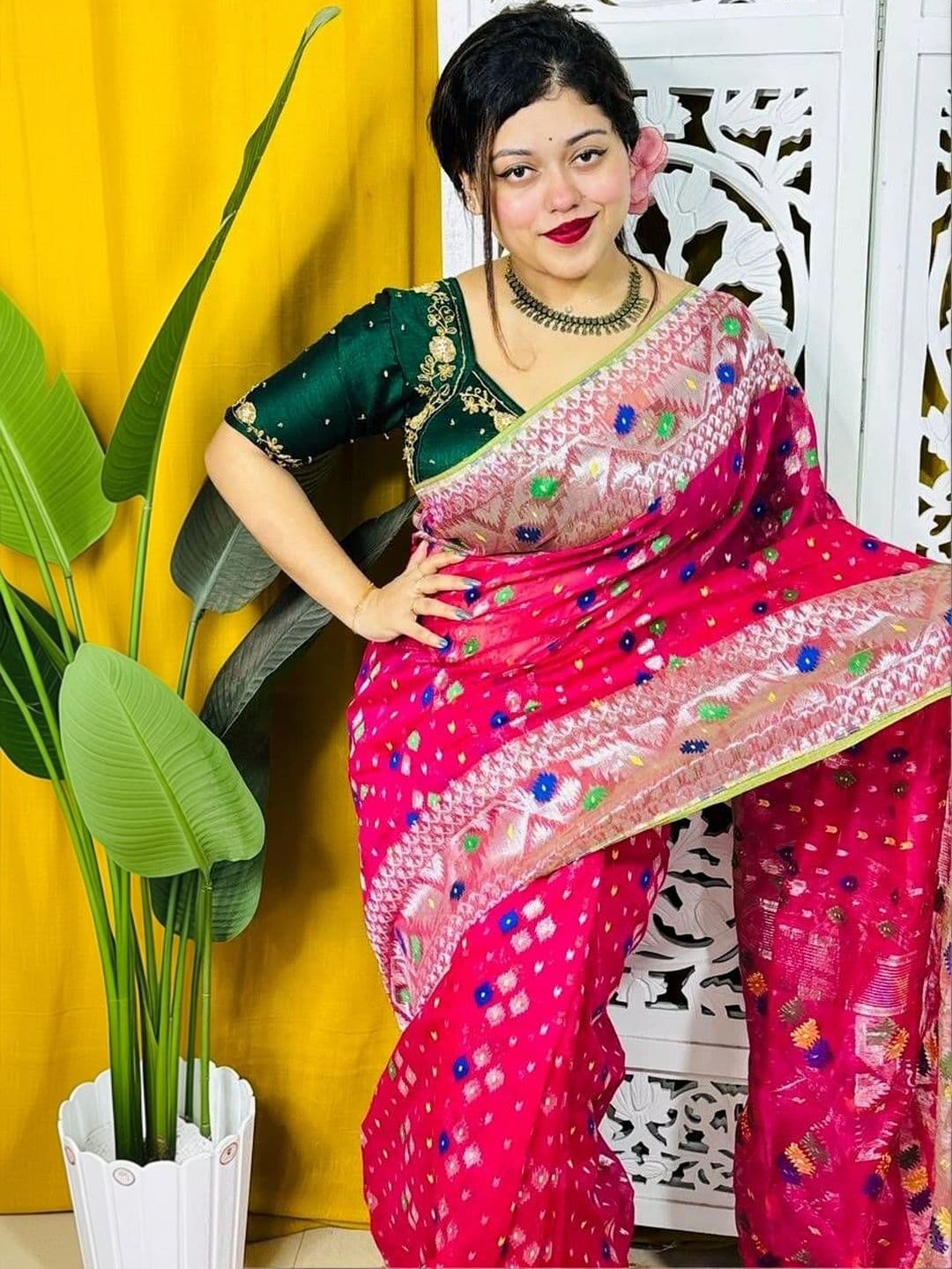 Rnn Saree Woven Design Zari Silk Cotton Jamdani Sarees thumbnail 2