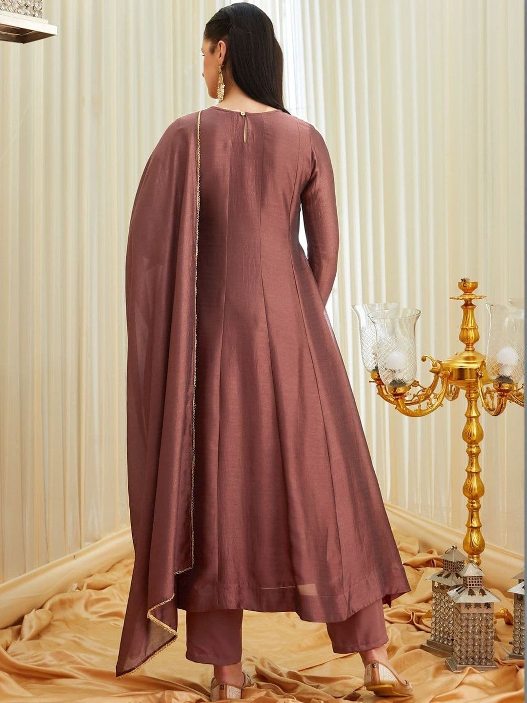 MOKOSH Women Embroidered Anarkali Kurta And Pant With Dupatta Set thumbnail 6