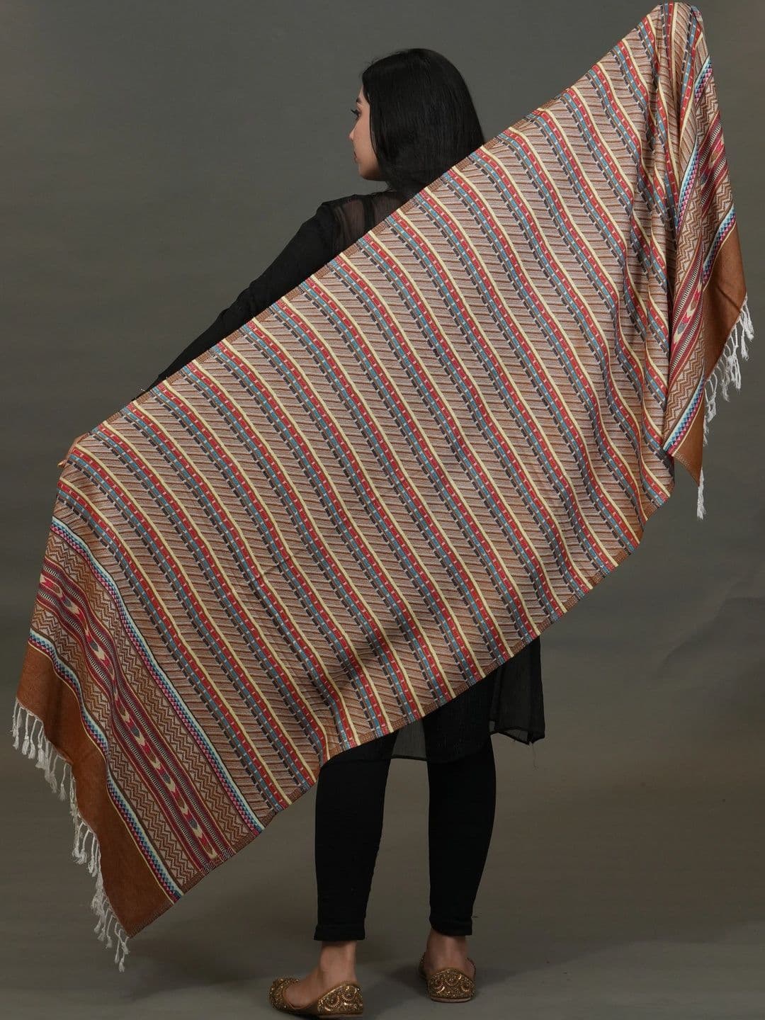 SHIFNEEN Women Geometric Woven Design Acrylic Shawl thumbnail 4