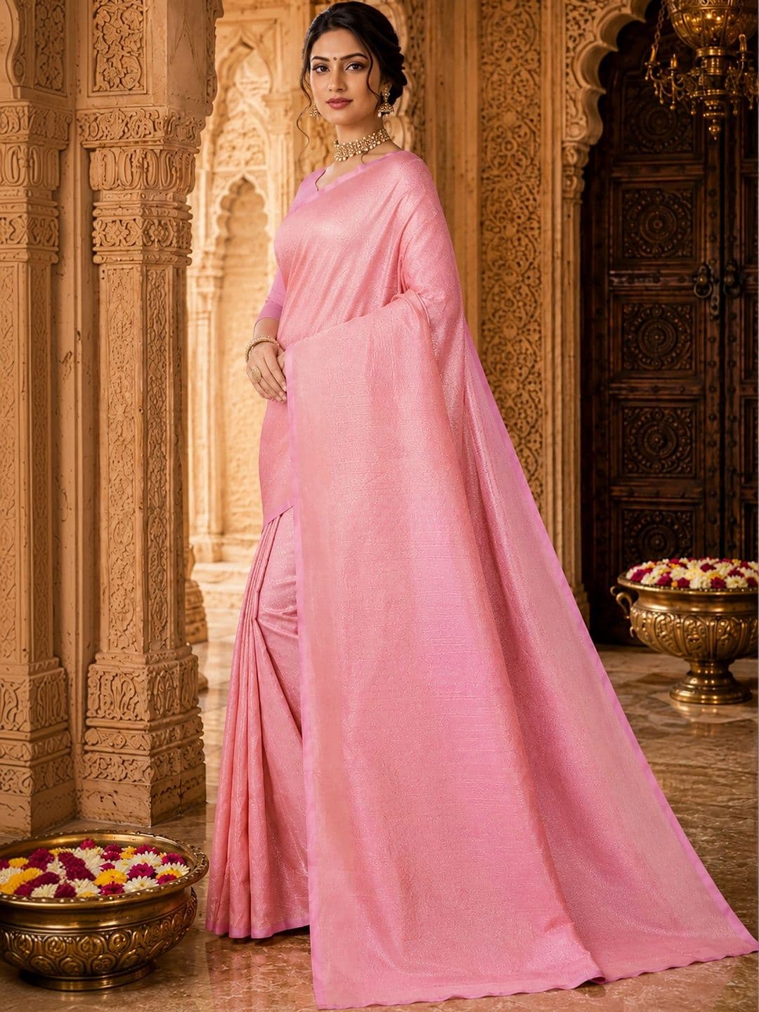 Anjaneya Sarees Woven Design Zari Silk Blend Designer Banarasi Saree thumbnail 2
