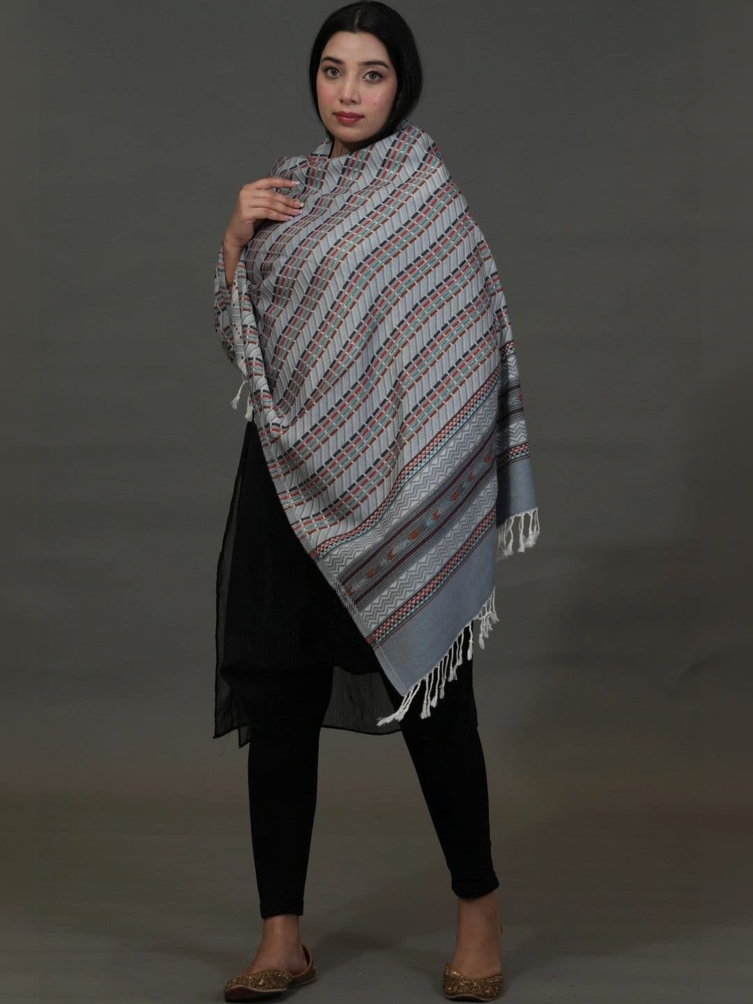 SHIFNEEN Women Geometric Woven Design Acrylic Shawl - view 1