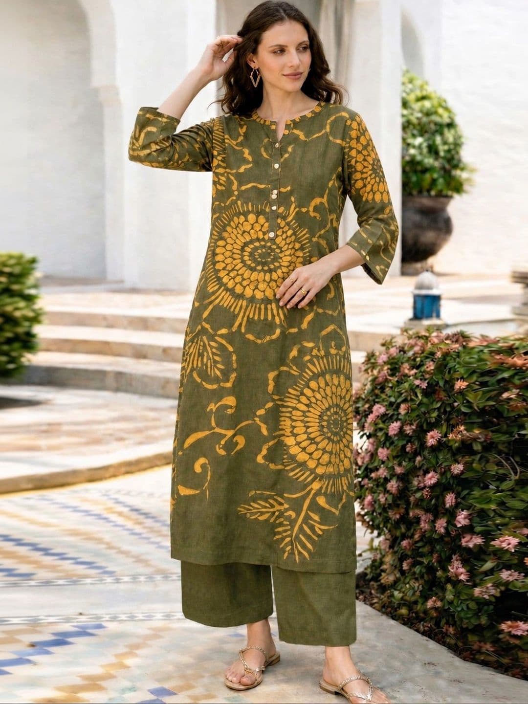 GoSriKi Women Floral Printed Regular Kurta with Trousers thumbnail 6