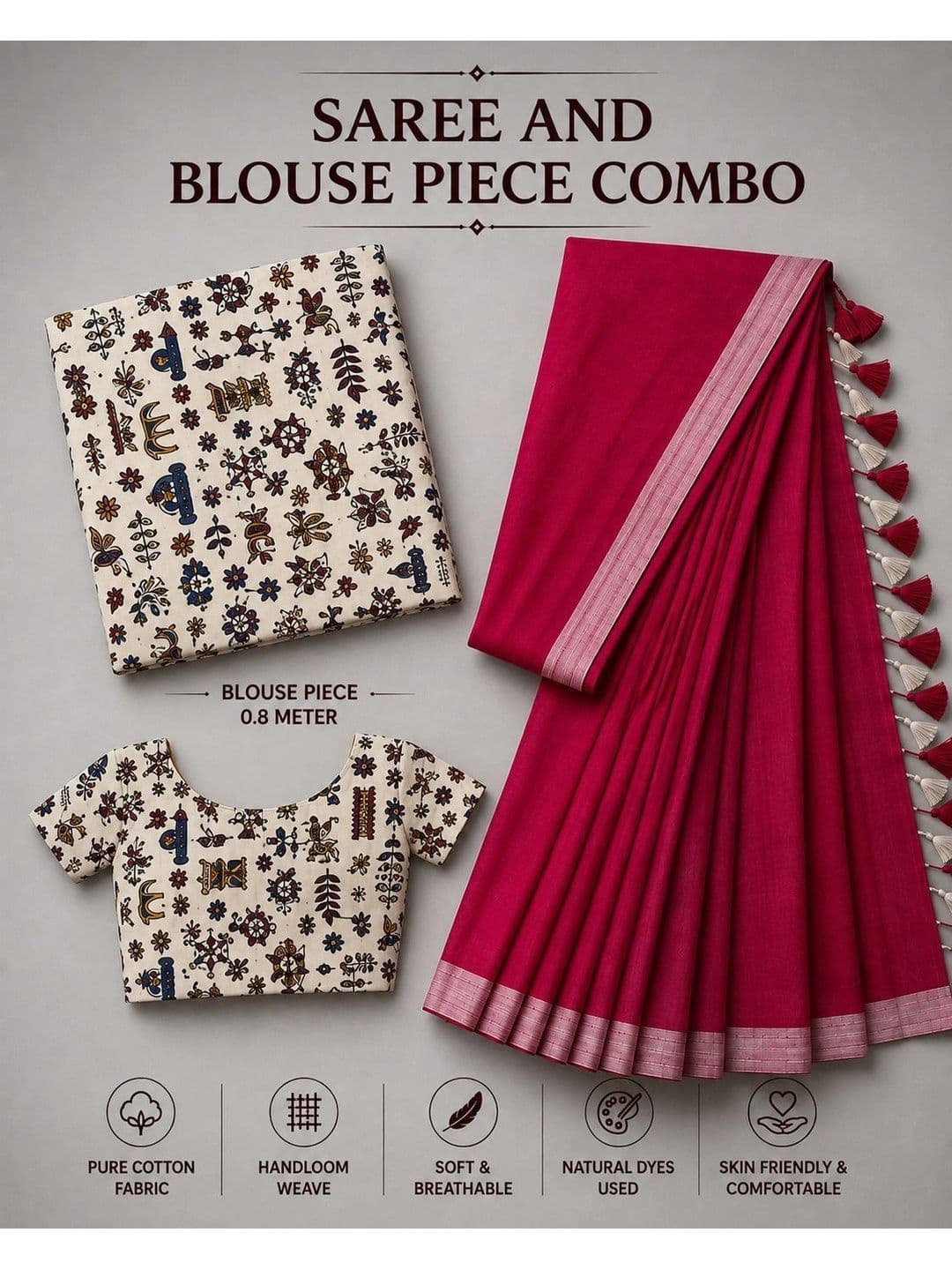 DRAPERIA Kalamkari Pure Cotton Saree thumbnail 2