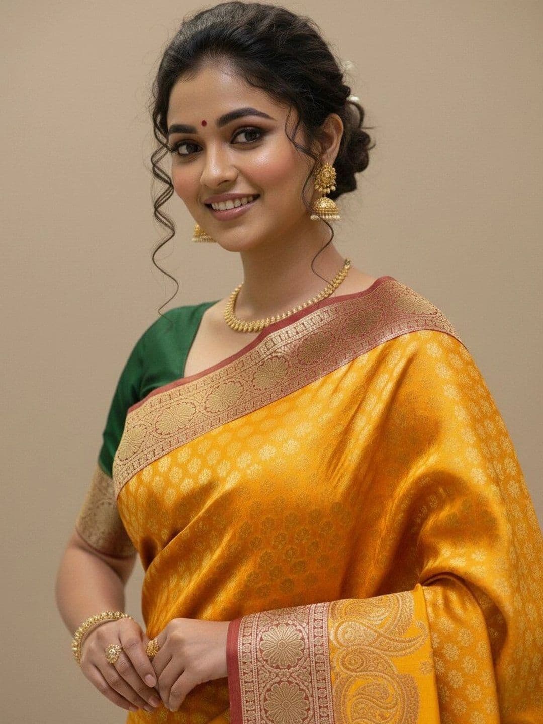 JISHA CREATION Woven Design Zari Art Silk Banarasi Saree thumbnail 2