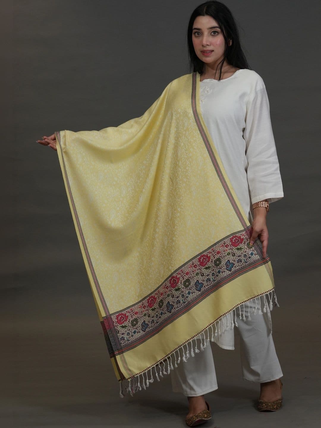 SHIFNEEN Women Botanical Woven Design Acrylic Shawl - view 1