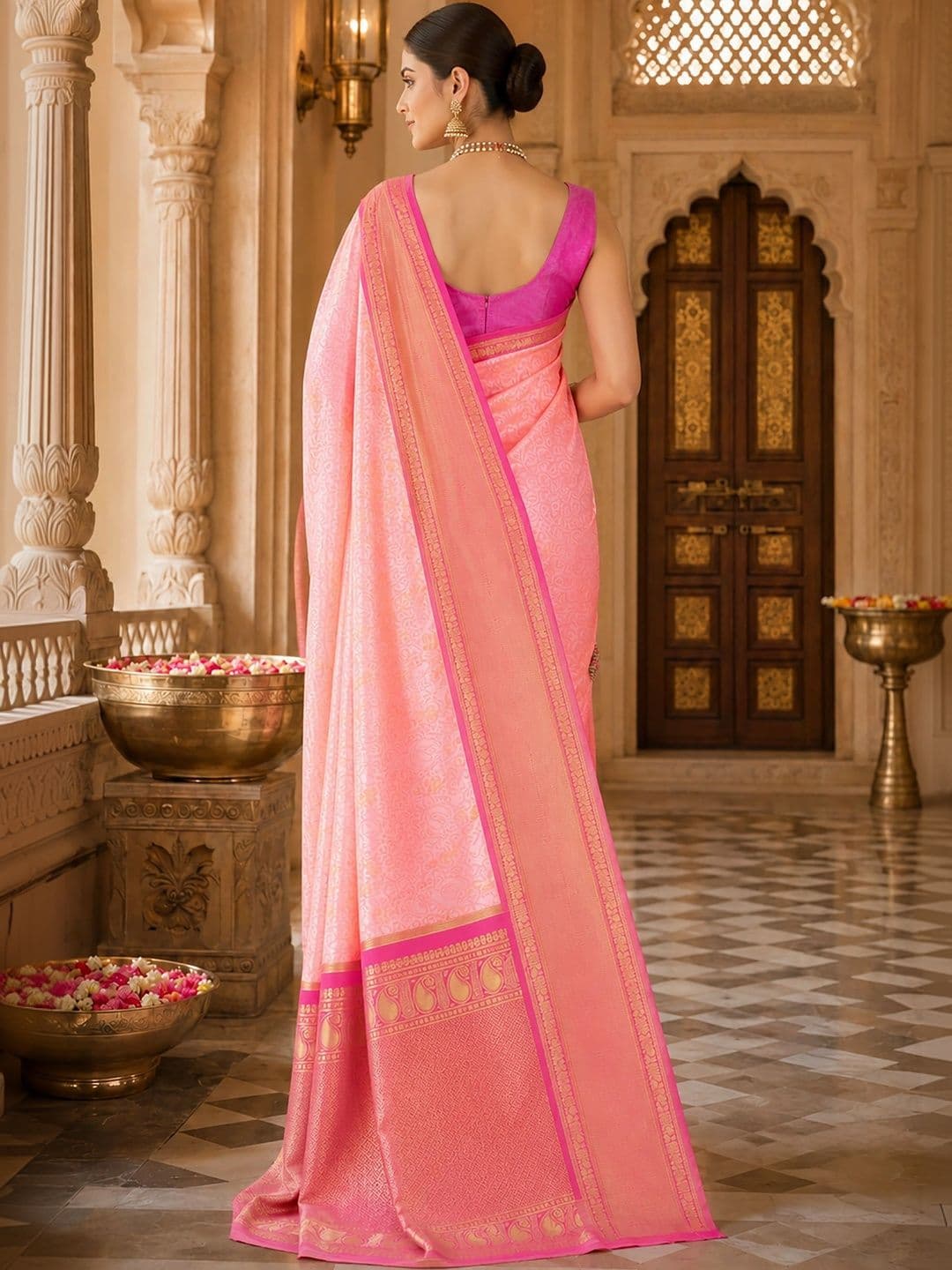 Anjaneya Sarees Woven Design Zari Silk Blend Designer Banarasi Saree thumbnail 2