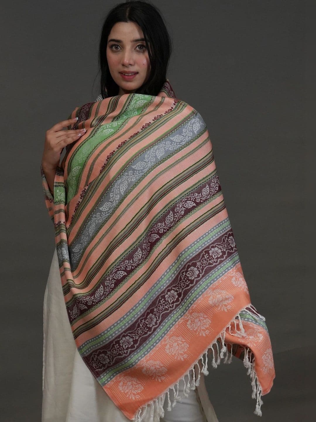 SHIFNEEN Women Ethnic Motifs Woven Design Acrylic Shawl thumbnail 3