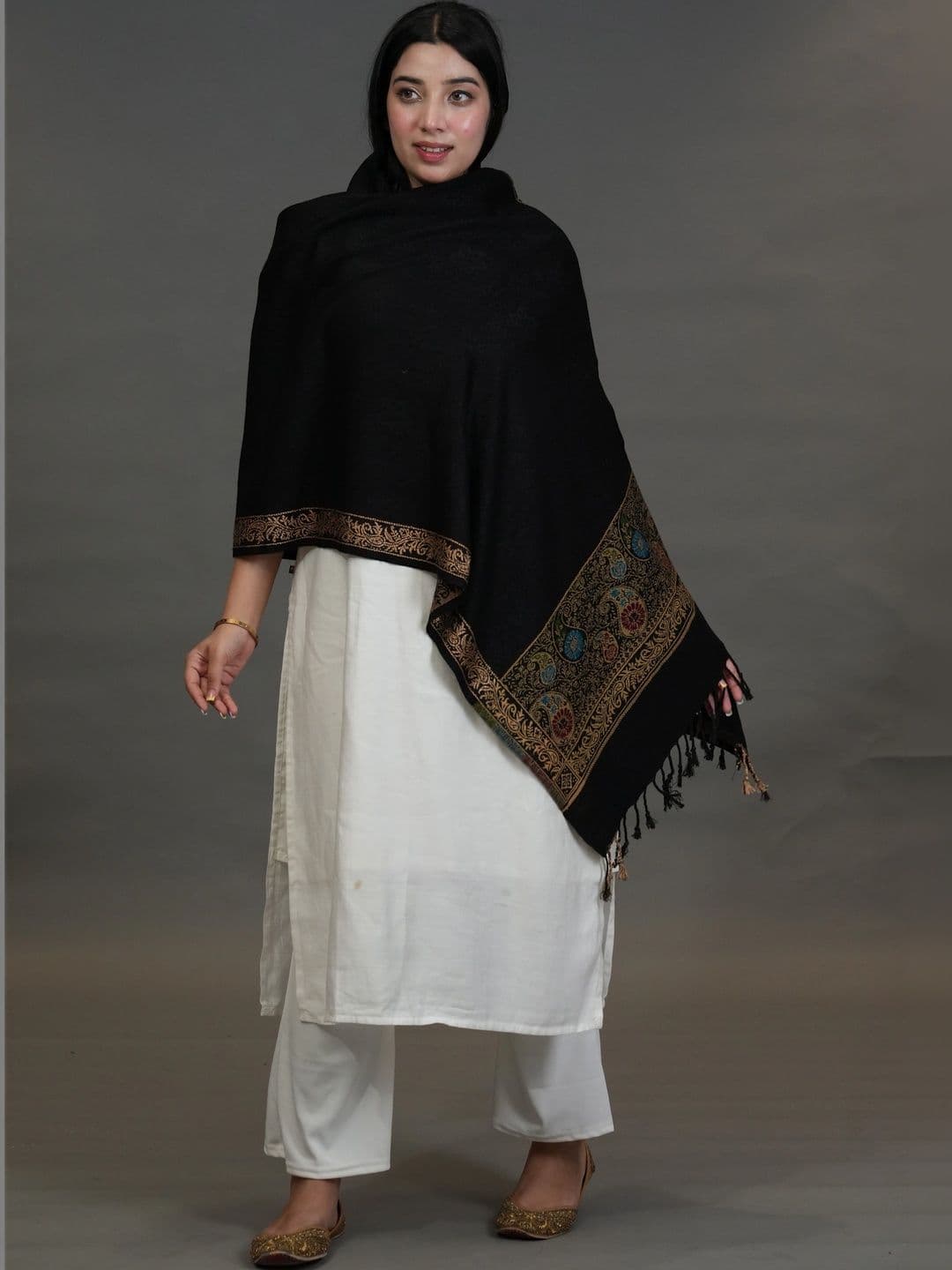 SHIFNEEN Women Ethnic Motifs Woven Design Acrylic Shawl thumbnail 5