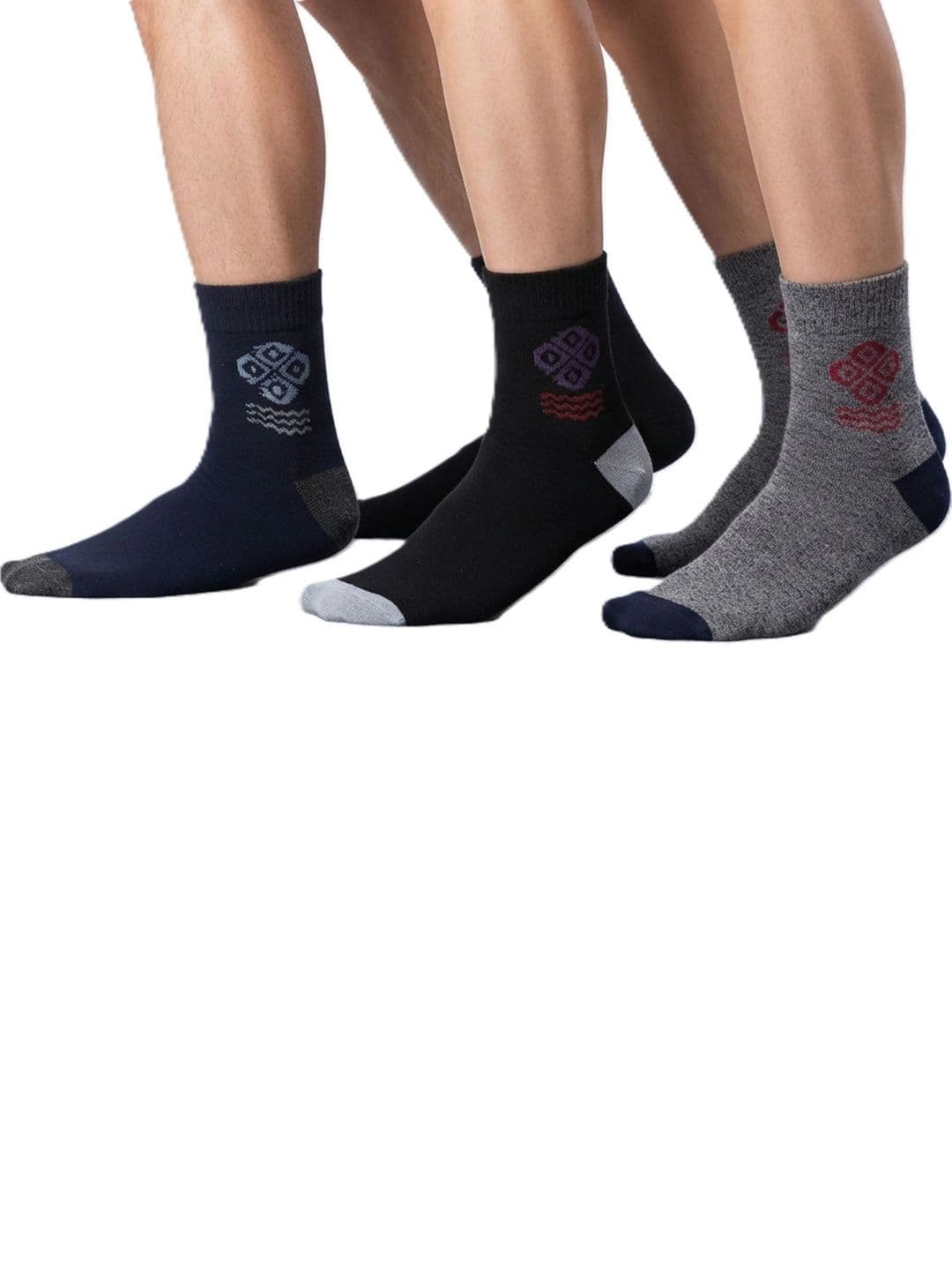 TINY HANDS Men Pack of 3 Cotton Assorted Patterned Above Ankle Socks - view 1