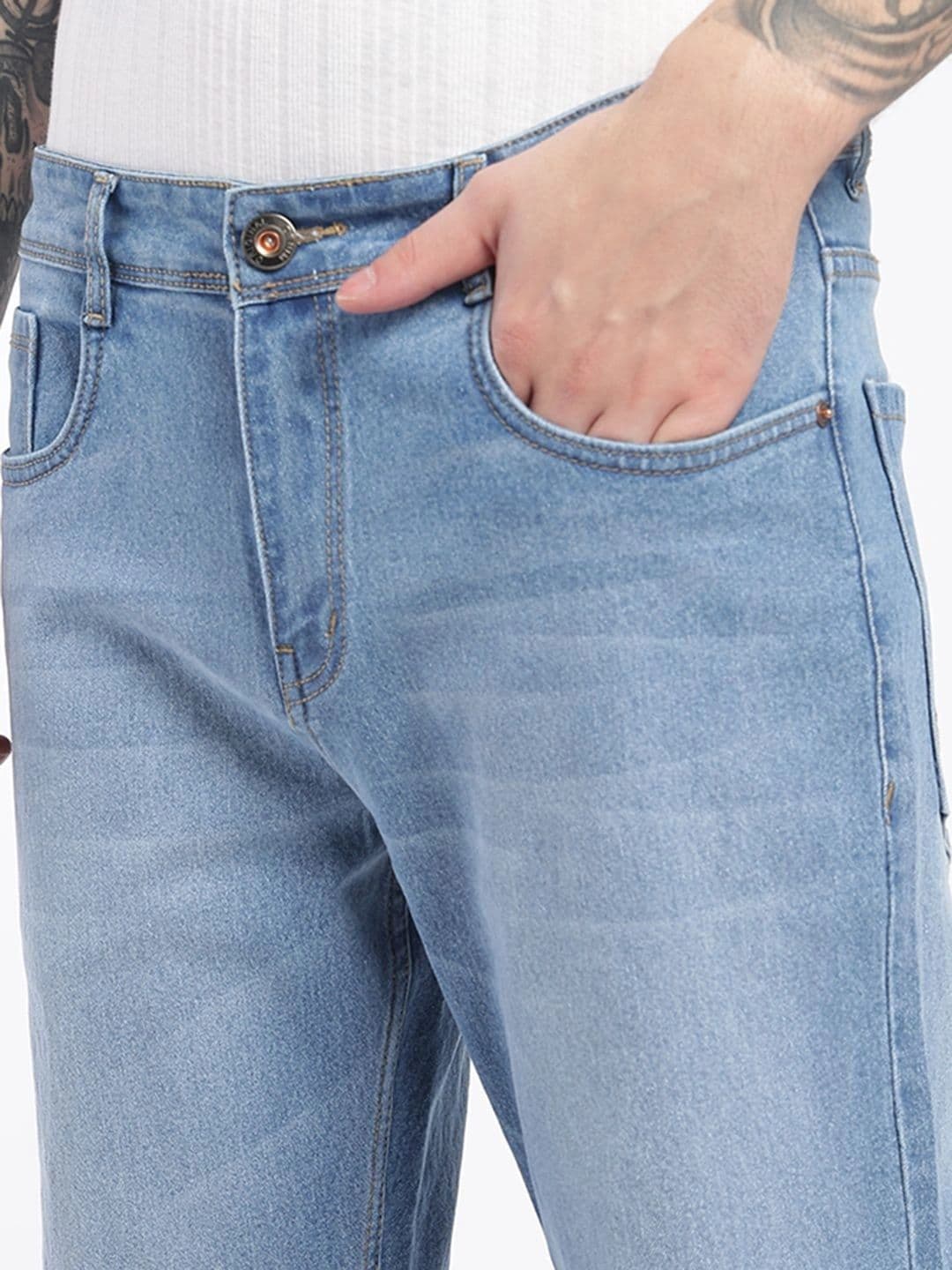 zayla Men Jean Regular Fit Mid-Rise Light Fade Stretchable Jeans thumbnail 5